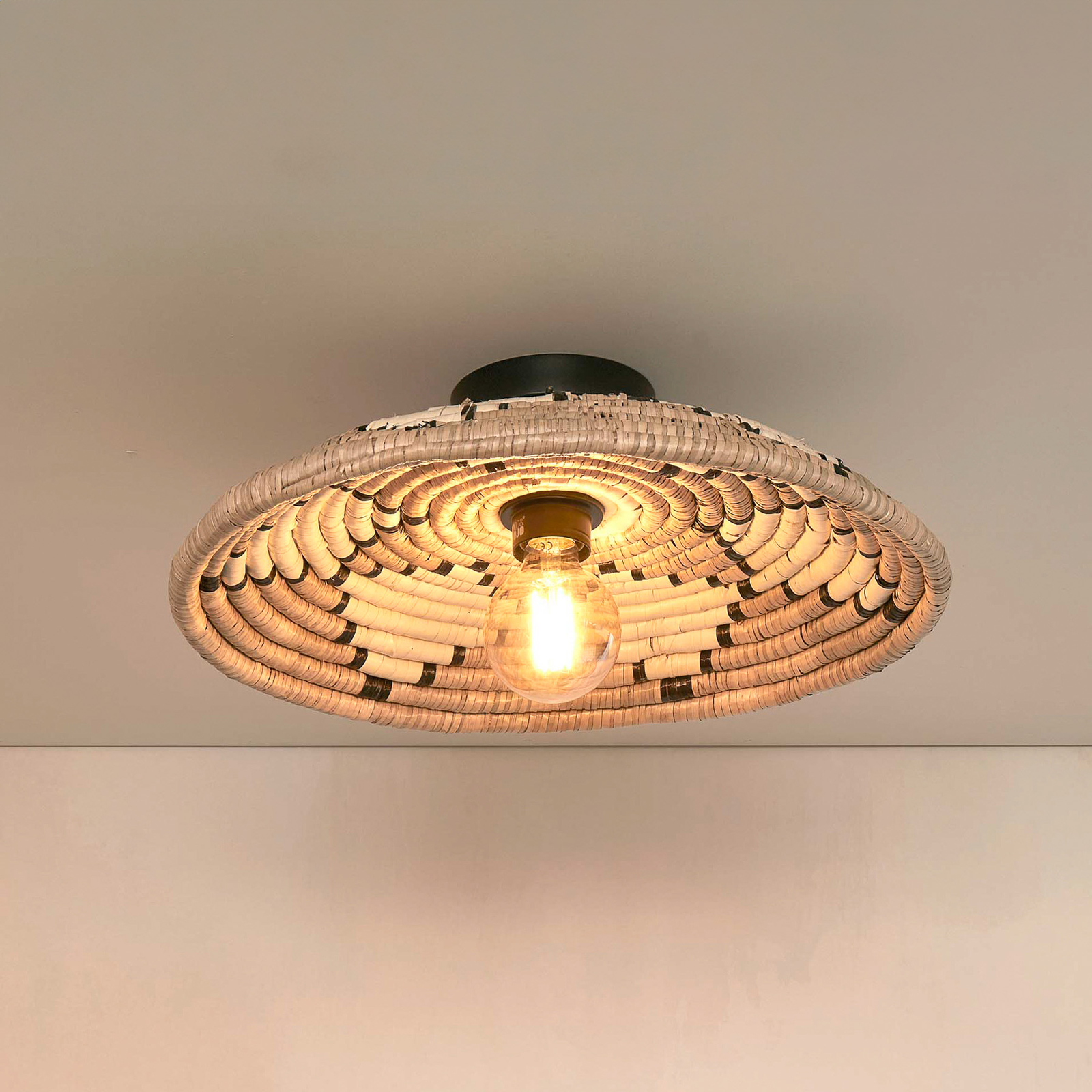 Good & Mojo Andros plafondlamp, naturel/wit, Ø 45 cm
